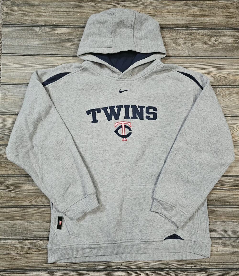 Vtg Minnesota Twins Nike Team Center Swoosh Hoodie Sz Youth XL Mens Small Y2K MN